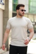 Erkek Bisiklet Yaka Ribanalı Kısa Kollu Tshirt resmi